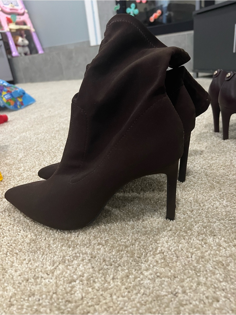 Women’s Dark Brown Stiletto Sock Boot - Bershka 39